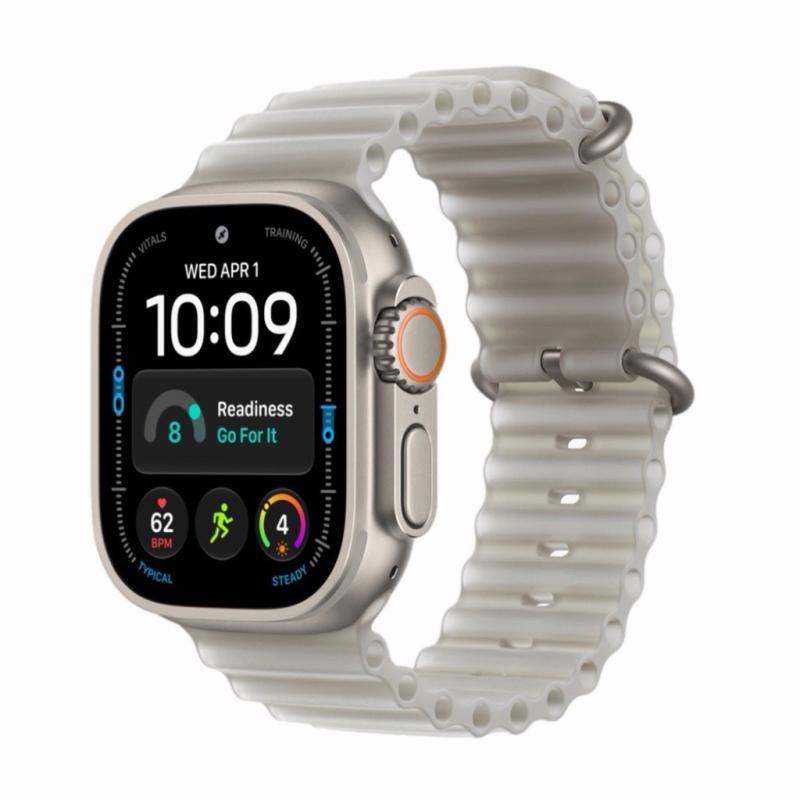 Apple Watch Ultra 4 — натуральный титан и серый ремешок Ocean