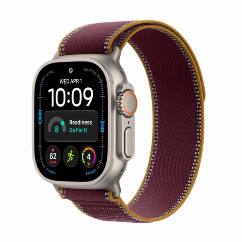 Apple Watch Ultra 4 49 мм GPS + Cellular, Natural Titanium, Trail бордовый – 49