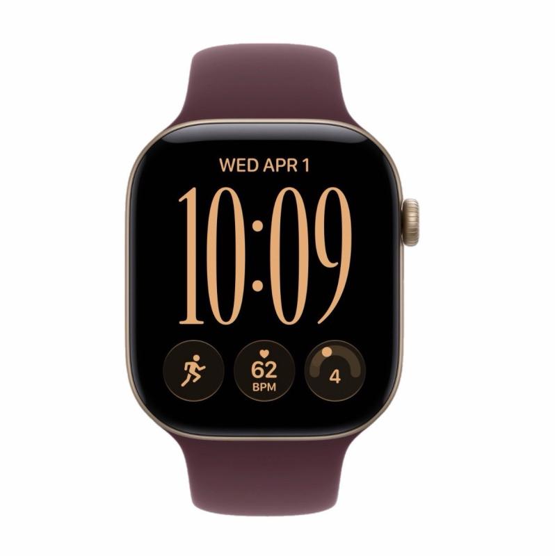 Apple Watch Series 12 42 мм, золотой, Sport Band бордовый – 42